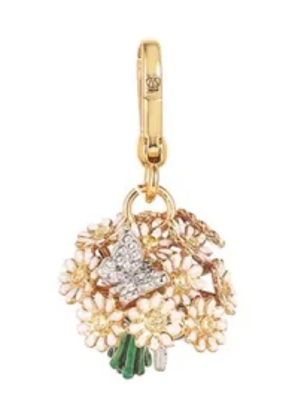 Gold-Tone Floral Bouquet Charm with Crystal Butterfly